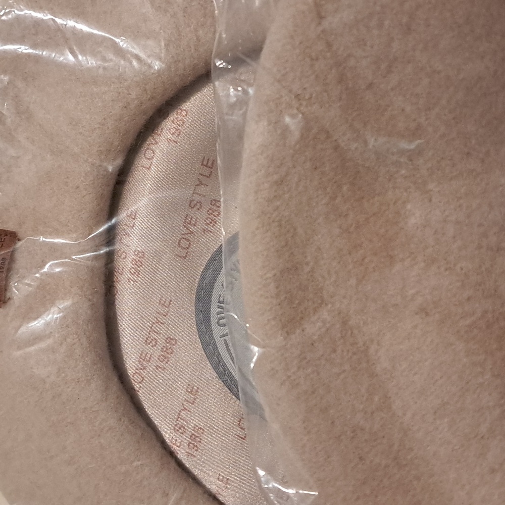 Beige Wool Beret with Satin Lining